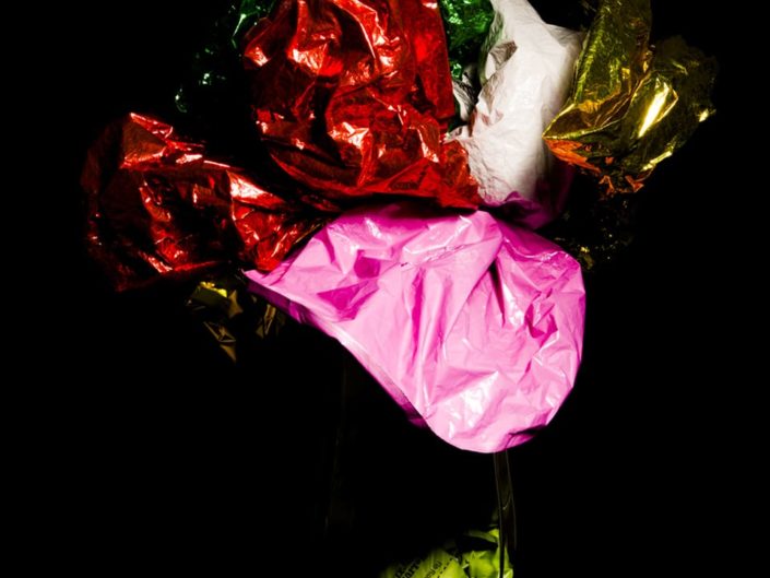 Atlanta art photographer working with balloon photography for the flower arrangement of The Rearrangement Series of balloon art.